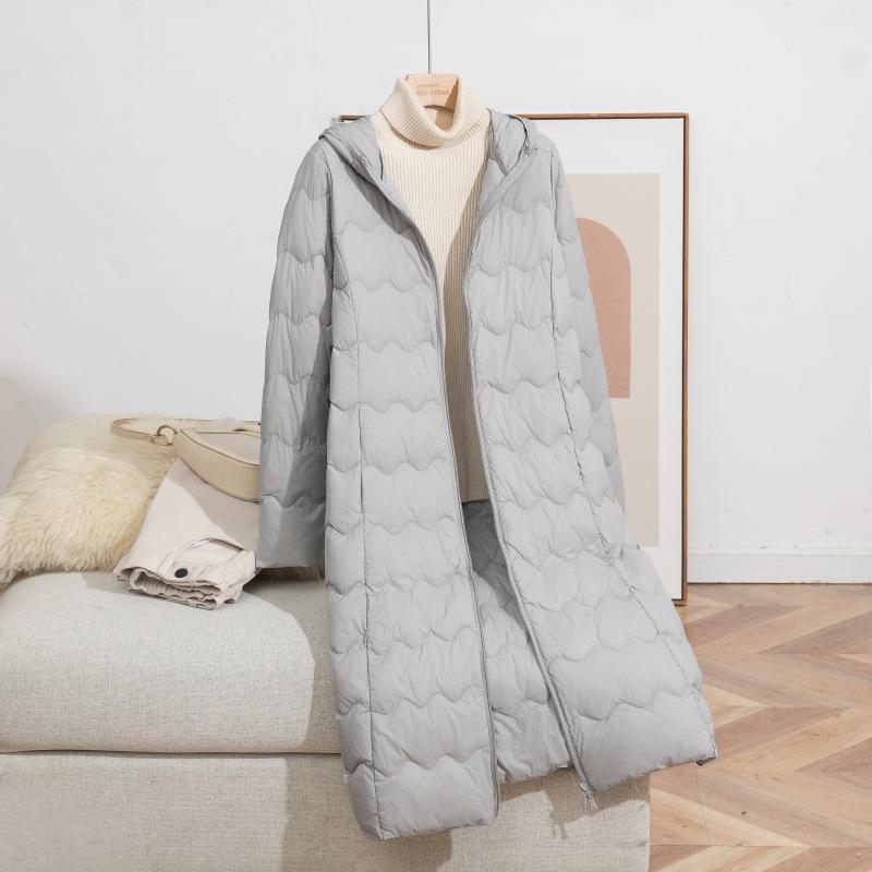 2025 Women's Slim Fit Wave Pattern Down Jacket with Hood