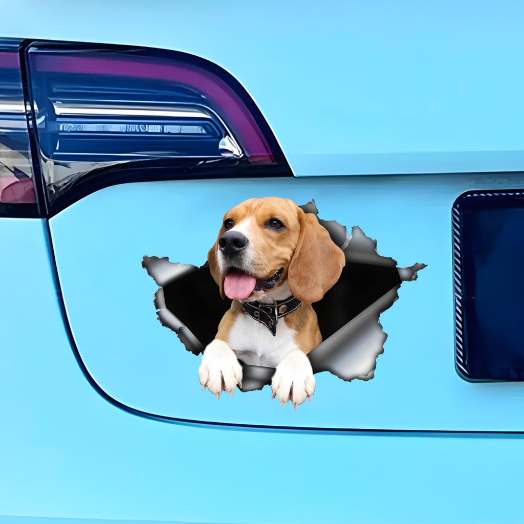 Cute Beagle In the Hole Creative Design Sticker, 1pc Funny Car Decal, Suitable for Cars, Trucks, Motorcycles, Walls