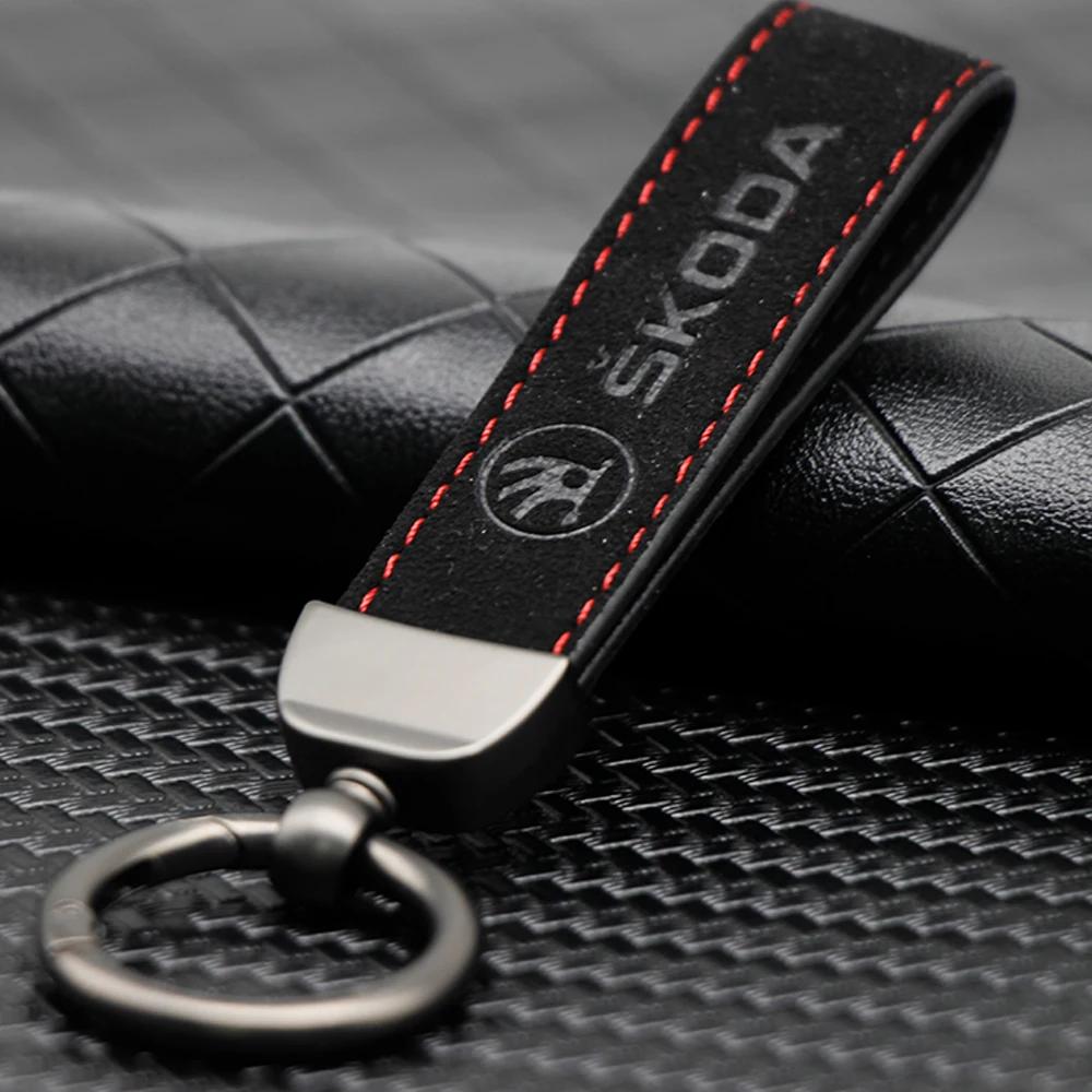 SKIF6 1PCS Luxury Leather Car Keychain Auto Logo Keyring Accessories Women Men Gifts Skoda Yeti VRIS Octavia a5 a7 Karoq Kamiq Fabia