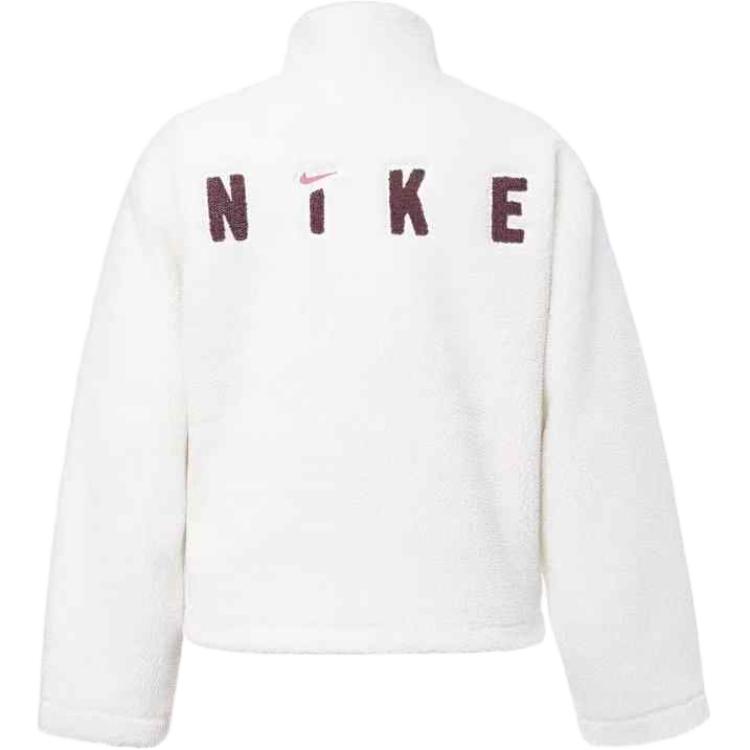 Nike Однотонная куртка-толстовка на молнии с воротником-стойкой, повседневная, свободная, из плотного флиса, женская, цвет Парусный белый FV4009-133