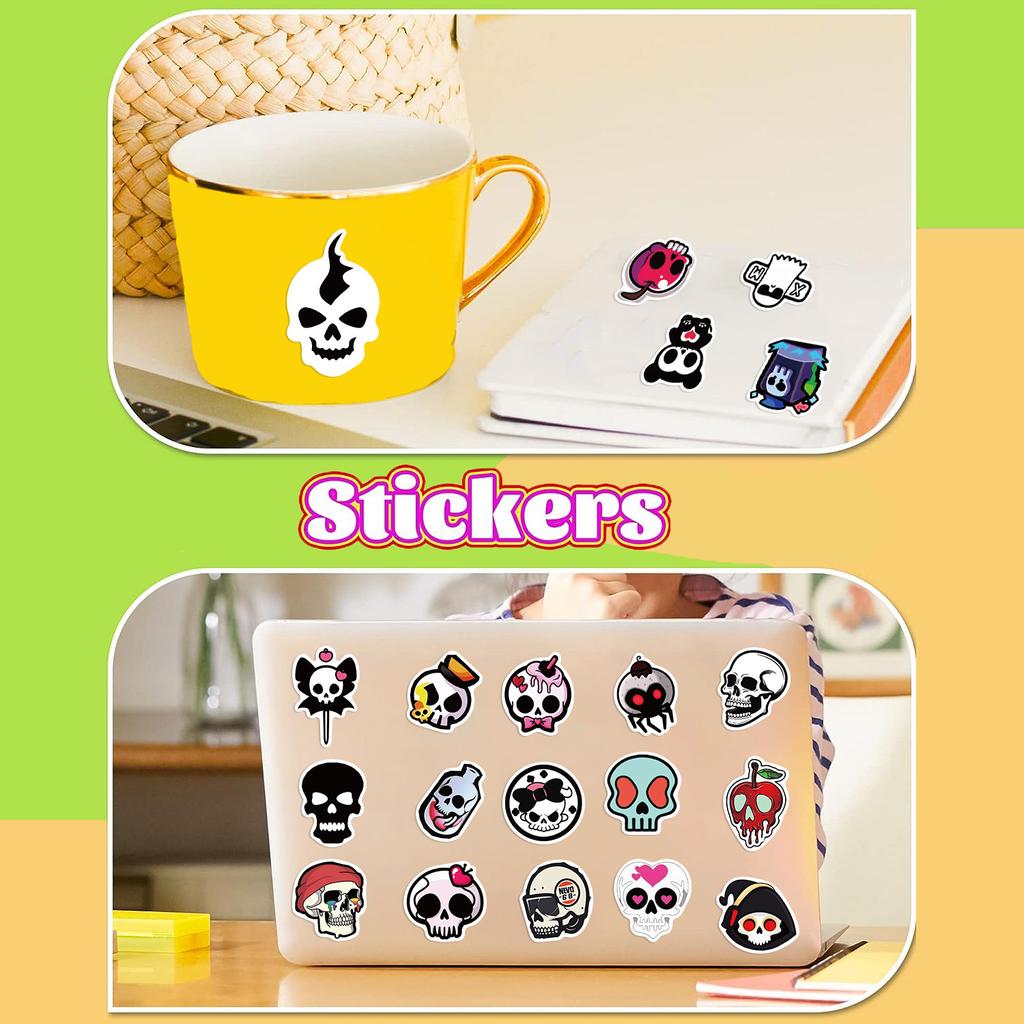 52 Cartoon Skull Doodle Stickers Decorate Guitar Notebook Suitcase DIY Waterproof