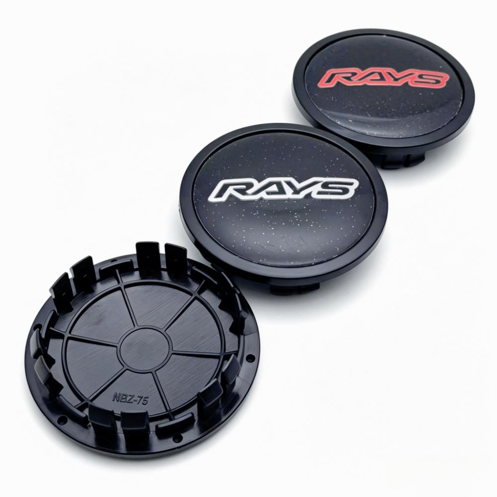 4pcs Rays Logo Emblem Car Wheel Center Caps OD 75MM Clips 65MM Rim Hubcaps Dust Cover Wheels Hub Cap Replacement Car Accessories