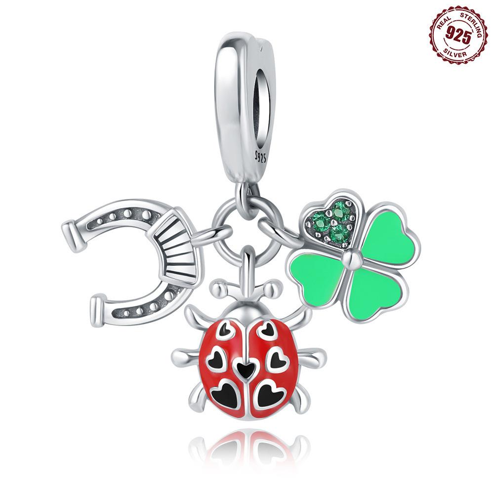 S925 sterling silver pendant accessories beaded bee butterfly original European and American style DIY bracelet