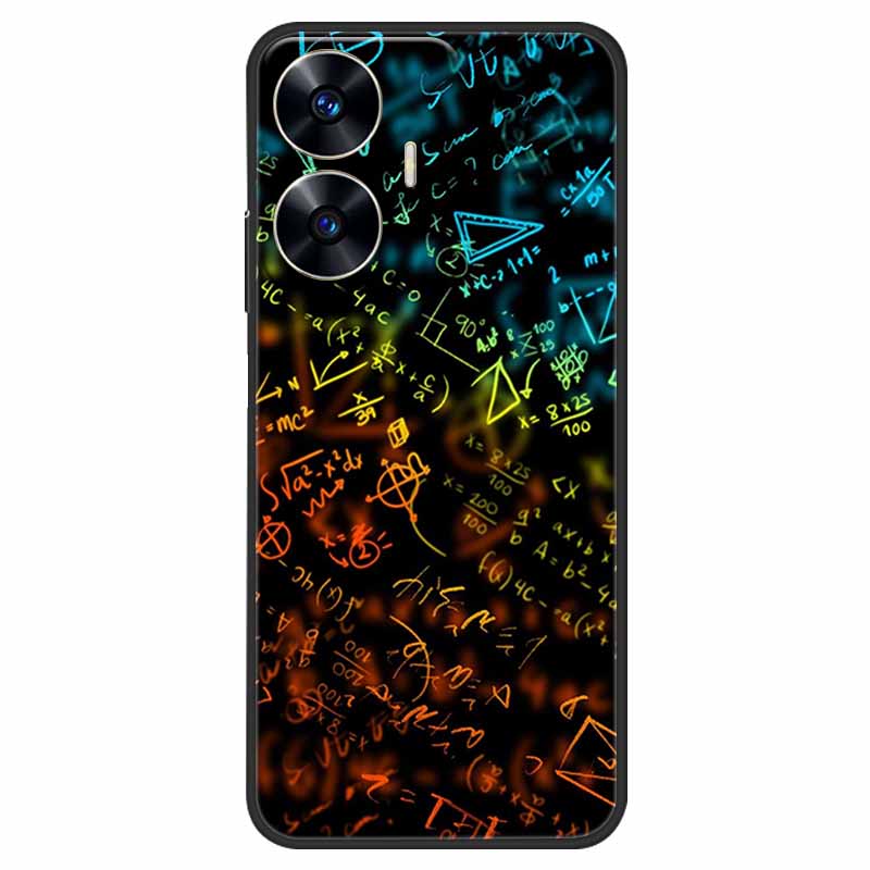 Чехол для телефона Realme C55 Черный Силиконовый Fundas Для Realme C55 RMX3710 ТПУ Мягкая Задняя Панель Coque Звезда Нарисована на RealmeC55 C 55