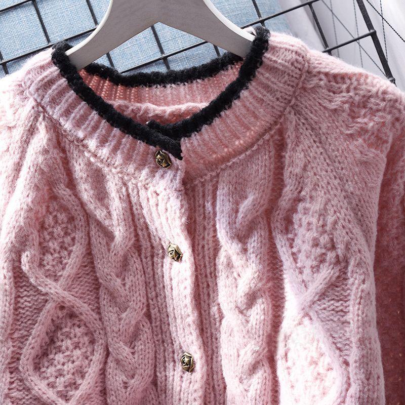 Fried Dough Twists Cardigan Sweater Coat Women Loose Spring Korean Foreign Long Sleeved Knitting Cardigan Sweater Female Tops