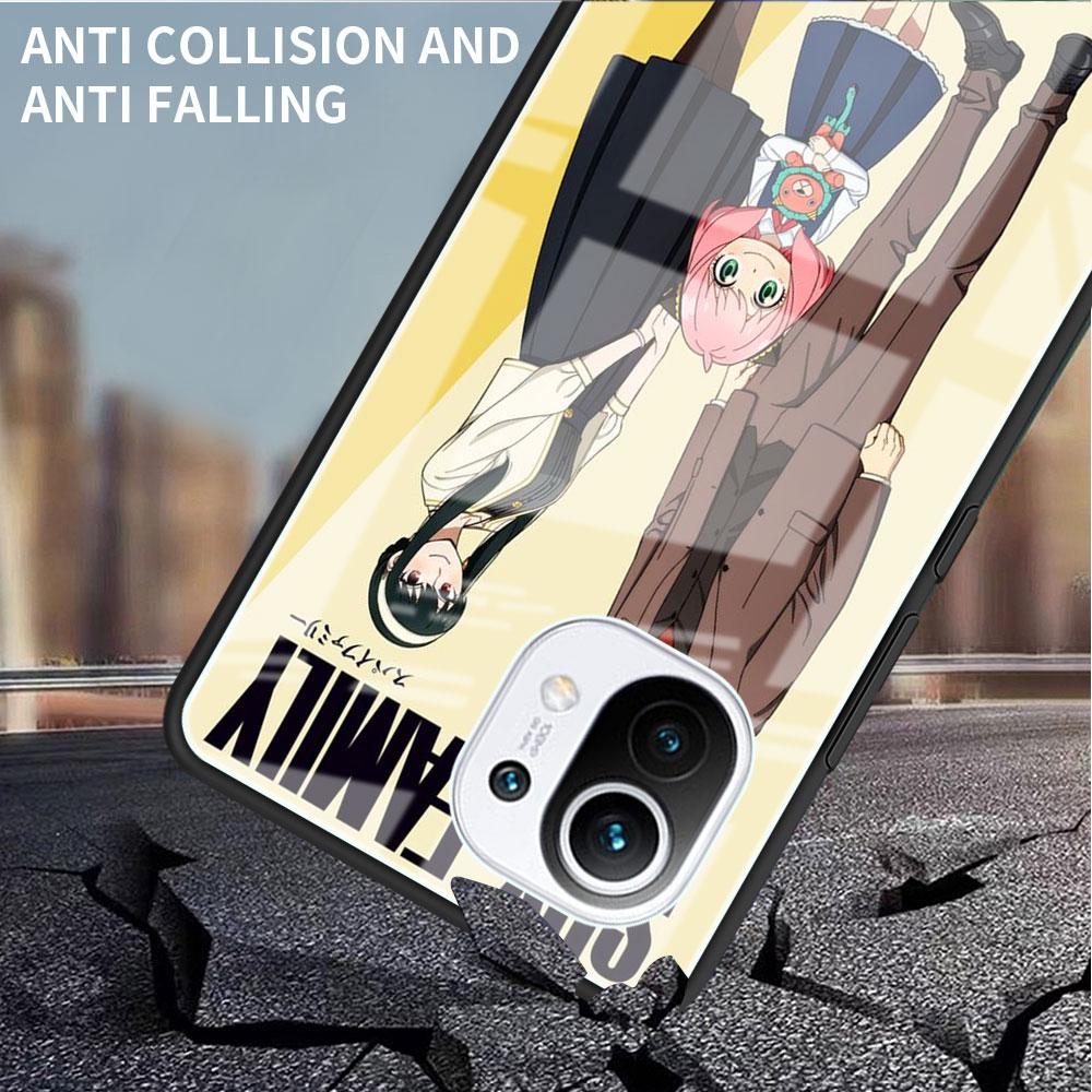 Glass Case For Xiaomi Redmi 11 10 8 Pro 9S K40 9C 9 9A Mi Poco X3 NFC X4 GT 11 Lite 11T 9T Phone Fundas Anime Spy Family Forger
