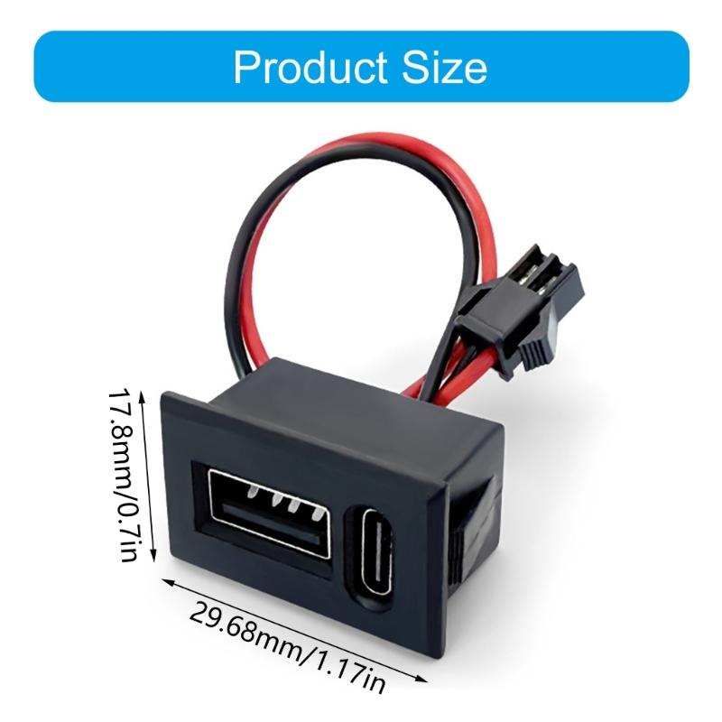 USB Type C female socket, утопленная, 2 порта, сменный разъем для зарядки ламп и различных электронных устройств