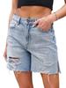 Летние модные повседневные женские джинсовые шорты с тонкими отверстиями