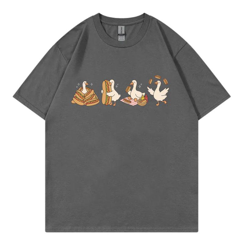 Funny Silly Goose Foodie Hot Dog TShirt Unisex Unisex Clothing ONeck Fashion Oversized TShirts Summer Casual Loose Cotton T Shirt
