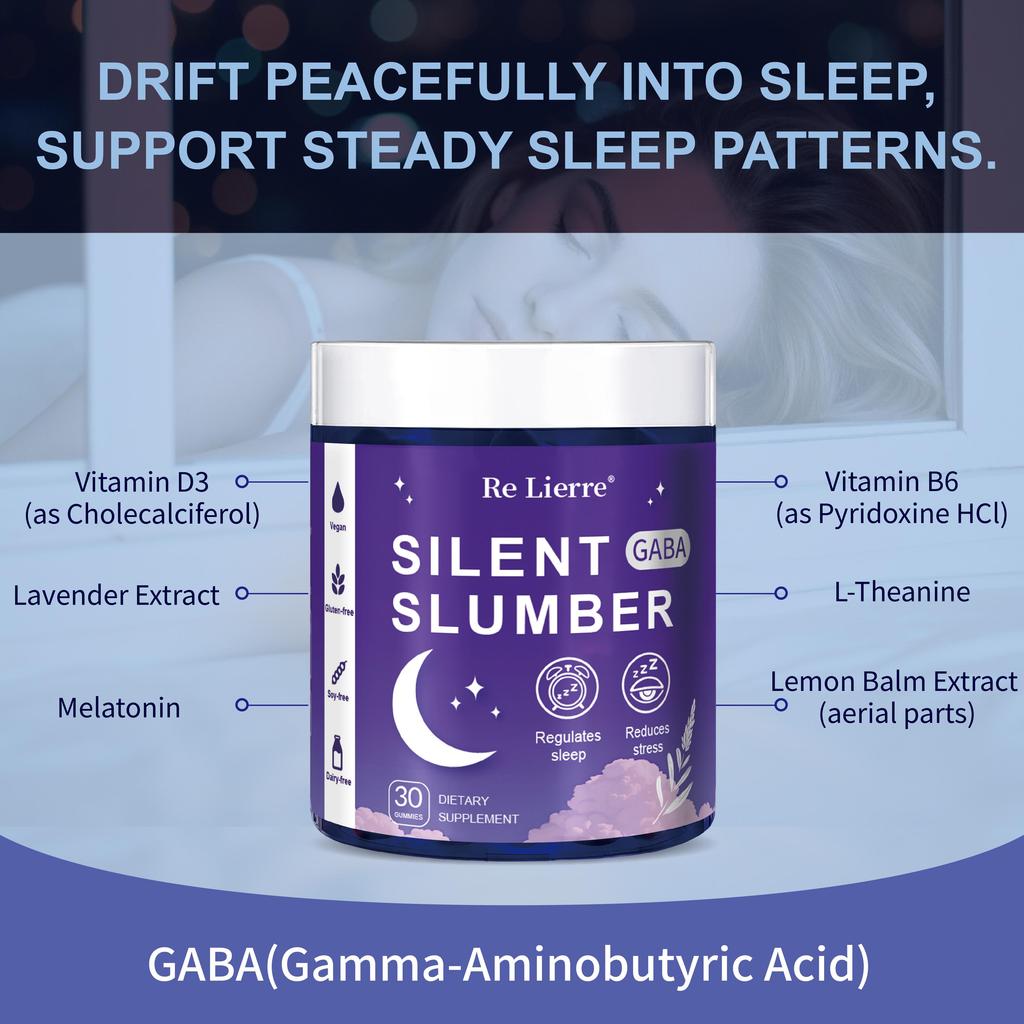 RE LIERRE Жевательные мармеладки для поддержки сна Silent Slumber с ГАМК, в форме синих звездочек, 30 капсул Диетическая добавка