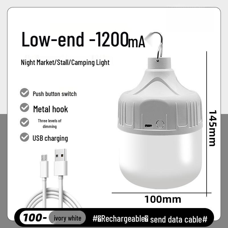 Rechargeable LED Emergency Light Bulb for Outdoor Stalls and Camping - Energy-Saving Wireless Lamp