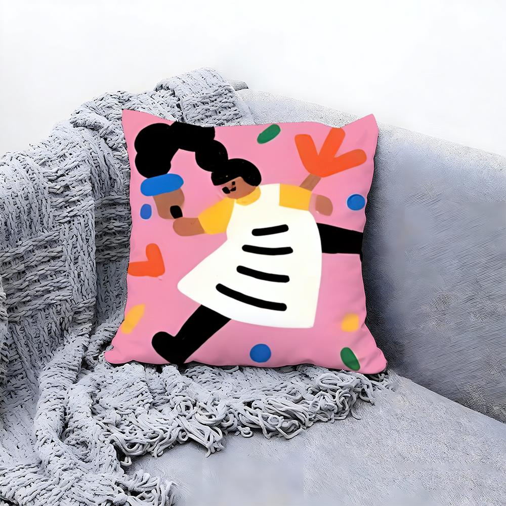 Artistic Floral Illustration Cushion Cover Premium Comfort Reversible Pillow Cove Two in One Design for Any Room  Car Interior