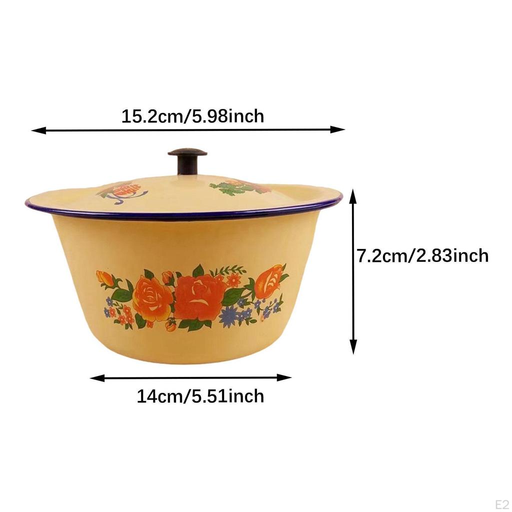 Креативная эмалированная миска с крышкой, ретро-гаджет, традиционная многофункциональная миска для замешивания теста