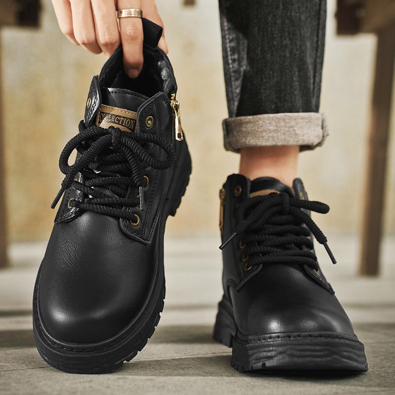 Ботинки Martin мужские осень-зима 2024 года, новые высокие британские ботинки с нескользящей подошвой, водонепроницаемые и износостойкие, средней высоты.