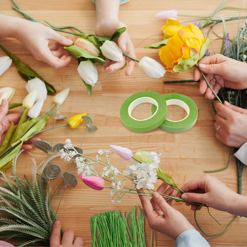 Зеленый набор для цветочной композиции своими руками, гибкие ленты, 2 рулона, 200 шт., флористические проволочные стебли