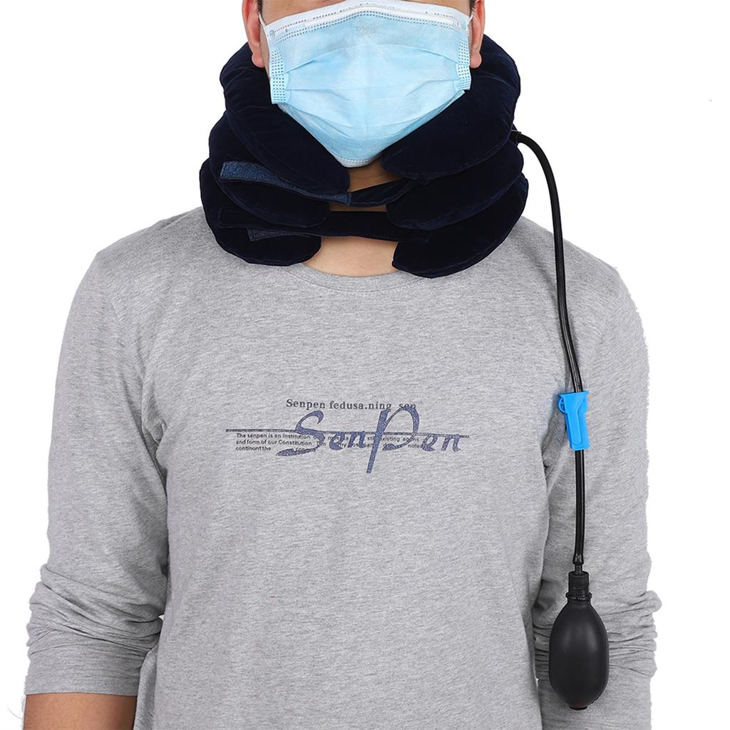 Надувной шейный воротник, дышащие домашние устройства для растяжки шеи, поддержка тяги, BraceBlue, средний размер