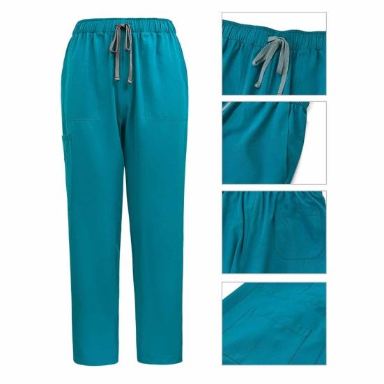 2Pcs Nurse Uniform Scrubs Set for Nurse Doctor Hospital Staff Jogger Suit with Multi Pocket Top Pants Stretchy Comfortable Workwear for Medical