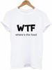 WTF Where's The Food Letter Print Футболка женская с коротким рукавом O-образным вырезом свободная футболка женская летняя модная футболка топы