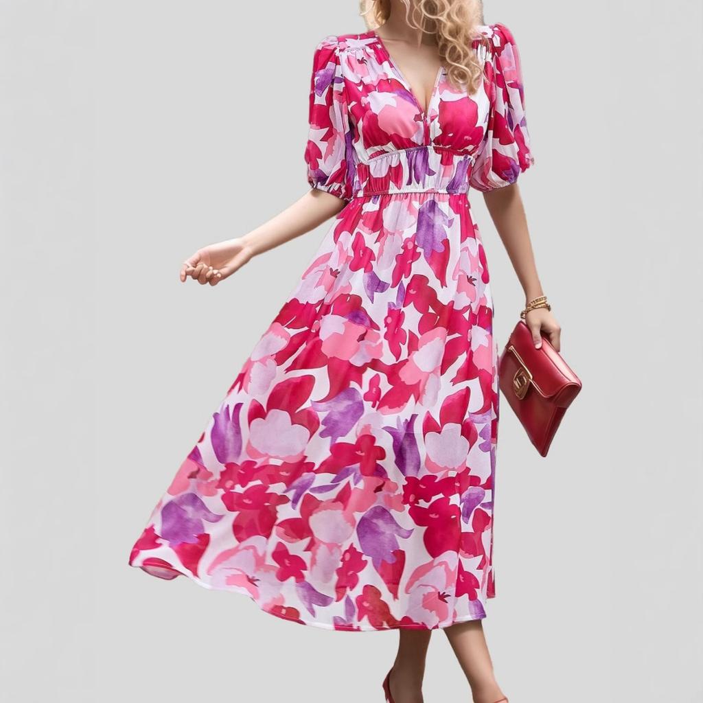 2025 New Fashion Trend Dresses Spring Summer Printed Waist Dresses Fashion Women's