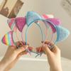 Glitter Cute Cat Ears Headband Kitty Headband Women Girls Kids Sparkly Hair Metal Hoop Shiny Hair Bands Hair Accessories