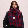 Женский корейский вязаный шарф в красную клетку 2024: Теплая, высококачественная толстая шаль на осень/зиму