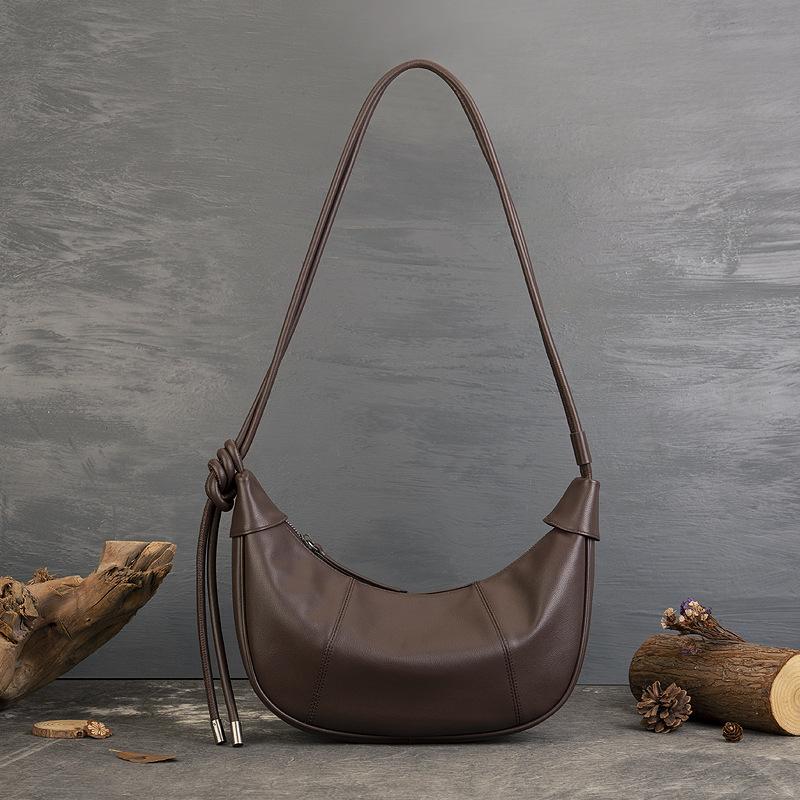 Johnature Сумка Moon Bag из натуральной кожи, повседневная, однотонная, для поездок на работу, большая вместимость, мягкая, из воловьей кожи, женские сумки через плечо