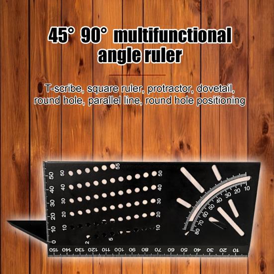 Yousheng Multifunctional Aluminum Alloy Angle Ruler 45/90 Degrees Angle Measuring Marking Drawing Gauge Carpentry Woodworking Tools