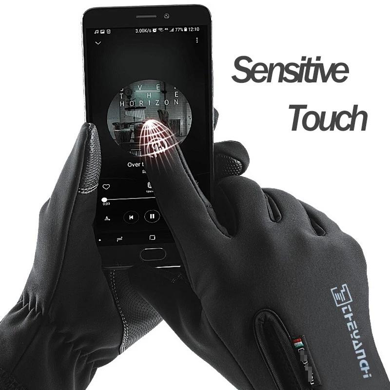 1 Pairs Winter Gloves Men Touchscreen Non-Slip Unisex Waterproof Windproof Warm Cycling Cold Gloves Fashion Zipper Sports Gloves