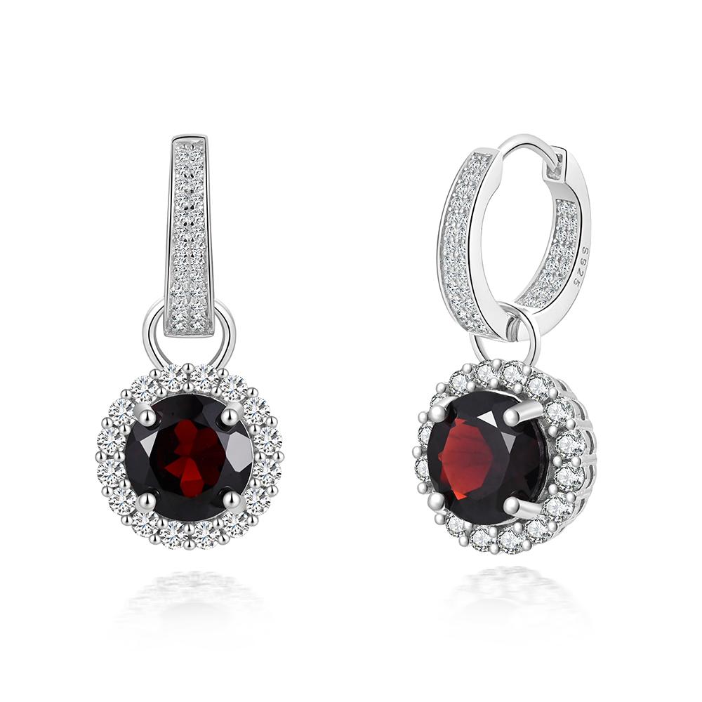 Luxury January Birthstone Natural Garnet Earrings S925 Silver Fine Jewelry Lady Anniversary & Banquets Wear