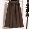Dimanaf 2025 New Autumn Plus Size Long Women A-Line Skirts Elastic Waist Oversize Elegant High Waist Skirts Solid