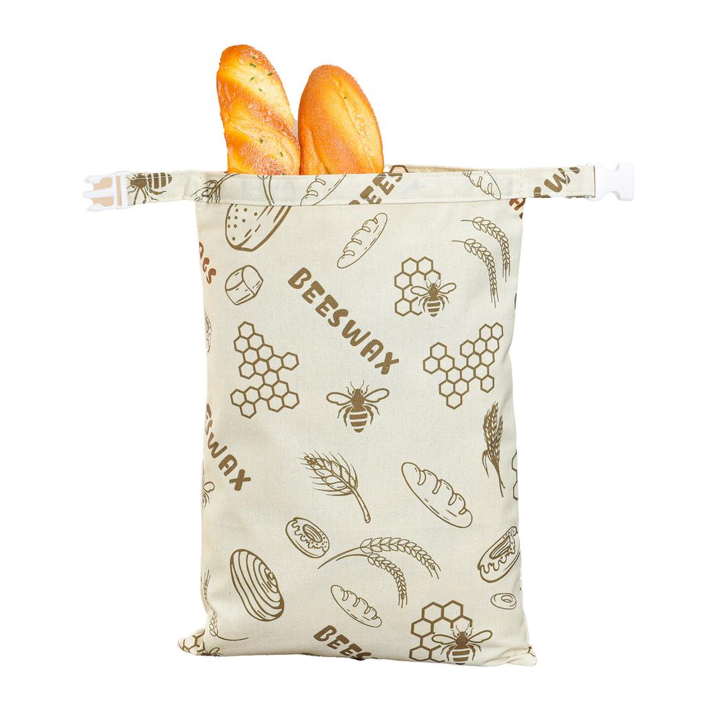 Reusable Fashion Cartoon Bread Shopping Bag with Organic Beeswax Cotton Linen for Homemade Sourdough Storage & Fresh Keeping