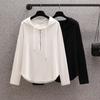 Solid Color Fashion Hooded Sweatshirt Women's Casual Drawstring Top