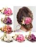 1pc Bridal Beach Vacation Simulation Fabric Romantic Rose Comb Flower Fashion Versatile Plate Hair Forest Series