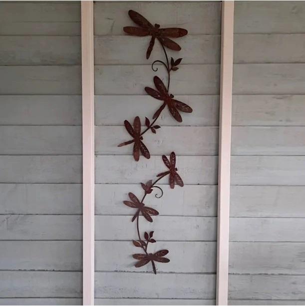 Charming Country Style Metal Dragonfly Decorations Metal Dragonfly Wall Art for Home Bed Room Indoor Outdoor Decorations Bug Sculpture Set