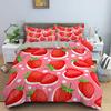 Pink Strawberry Cute Bedding Set Duvet Cover Set 3D Print Fruit Pattern Quilt Cover Pillowcase King Queen Size For Kids Boy Girl