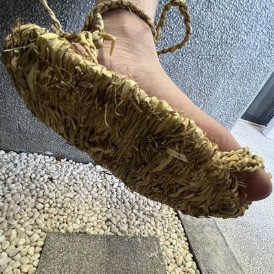 Мода Мода Ретро Мужская обувь Лето Новые Круглые Туфли на плоской подошве Мягкая подошва Женская обувь Комфорт Чисто ручная работа Травяная обувь Простые Женские сандалии