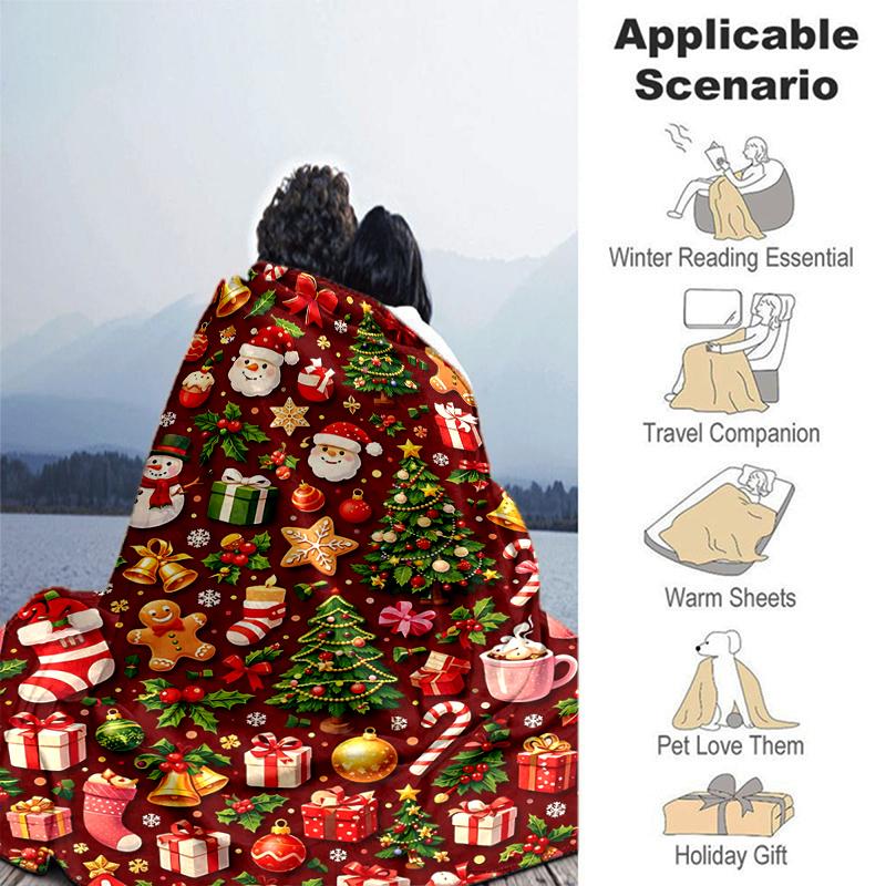 1Pc Christmas Festive Design Blanket Soft And Comfortable Casual Warm Camping Travel Christmas Halloween Gift M921357