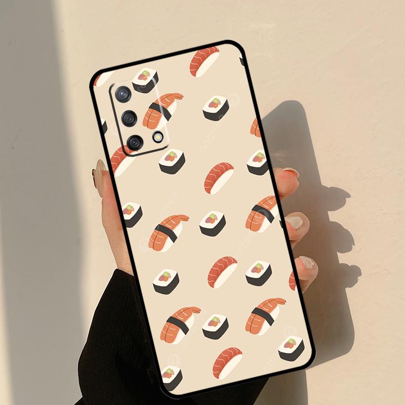 Японский кейс для еды суши для Oppo A80 A60 A40 A15 A16 A17 A57 A94 A74 A54 A76 A96 A18 A38 A58 A78 A98 A6 A5 Pro