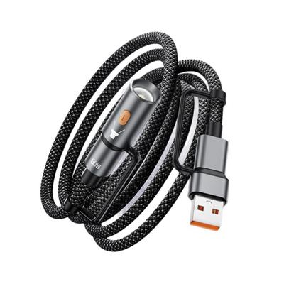 60-ваттный кабель USB C для быстрой зарядки со светодиодной подсветкой, различные порты, оплетка из алюминиевого сплава, подходит для ноутбука, планшета, телефона