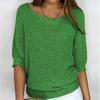 Spring and Autumn Women's Knitwear Solid Color Round Neck Knit Sweater Commuter Elegant Seven Sleeve Top