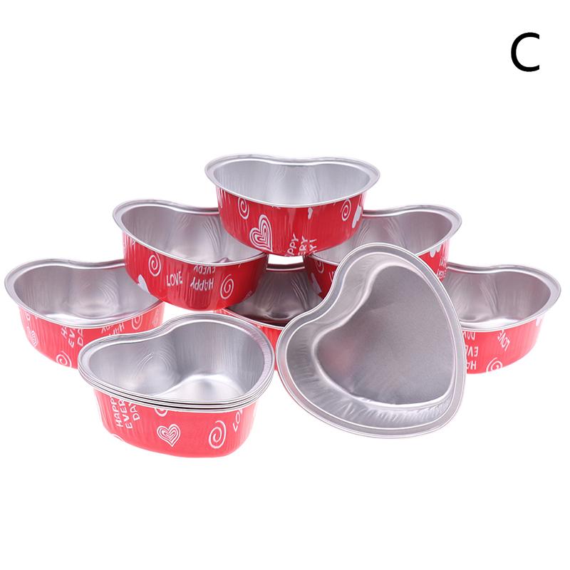 10 шт./набор 100 мл алюминиевая фольга в форме сердца формы для торта с крышками противни для выпечки