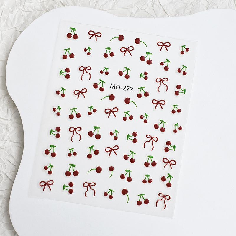 Лимон Вишня Клубника Сделай сам 5D Мягкий Тисненый Рельеф Самоклеящиеся Украшения для Ногтей Наклейки Декаль