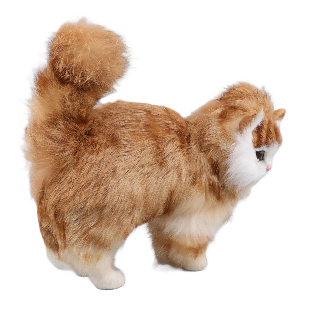 Simulated Cat Plush Toy Realistic Adorable Cat Stuffed Animal Doll Toy Home Decoration Simulated