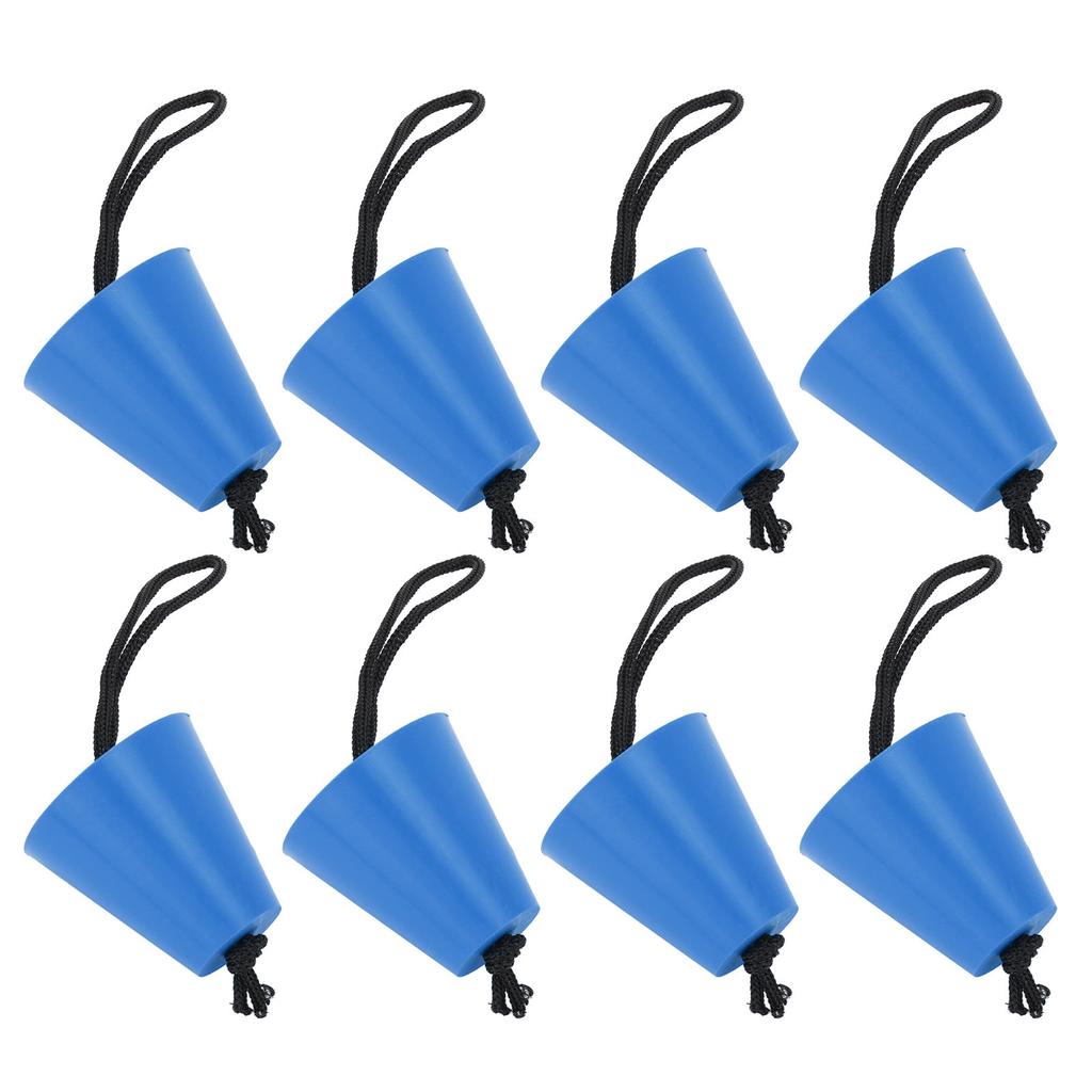 8Pcs Set Kayak Scupper Plug Silicone Drain Hole Bung Stopper with Lanyard for CanoeBlue