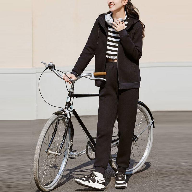 Anta Однотонный трикотажный спортивный комплект для бега и отдыха, женские комплекты, черный 962417201-1