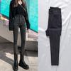 2025 Spring Women's High-Waisted Slim Fit Smoke Gray Fleece-Lined Pencil Jeans