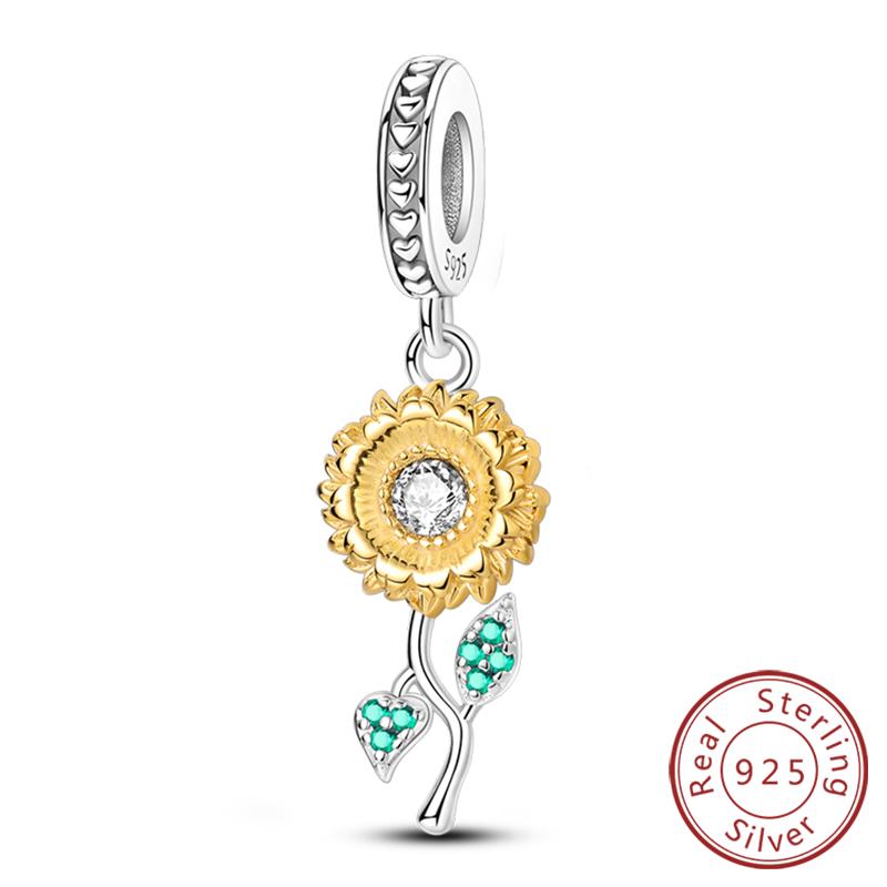 Оригинальные Шармы Бусины Медь Золотой Бант Леопард Кошка Собака Подсолнух Бусины Подходят для Подвески Браслет Женские Ювелирные Изделия Подарок