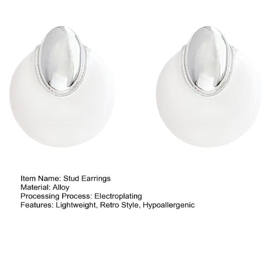 Ретро Белые Серьги-гвоздики Гипоаллергенные Офисные Женские Серьги Легкий Сплав