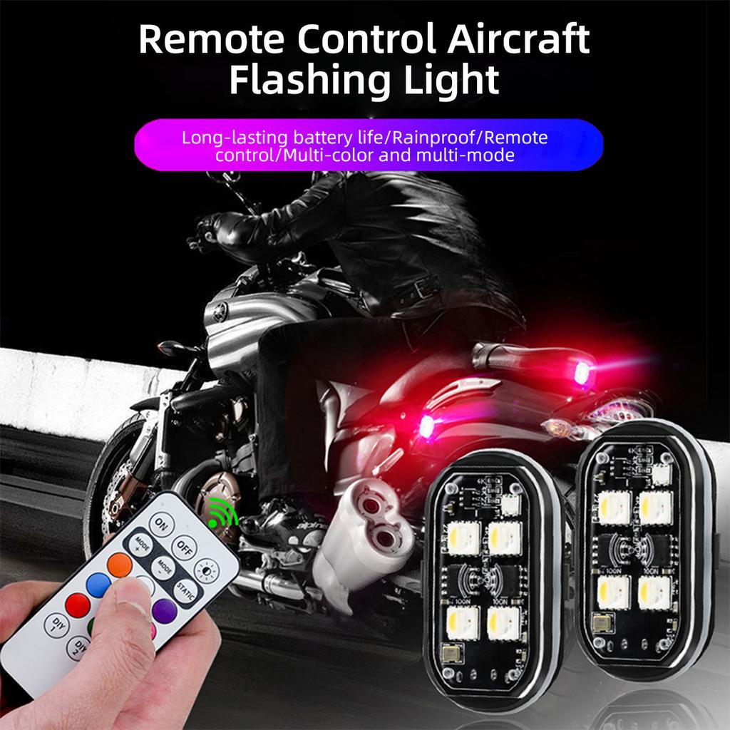 2PCS Car LED Strobe Lights 8 Colors Warning Flash Light Wireless with Remote Control Decoration Light for Truck SUV UTV SSV ATV