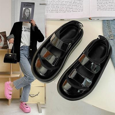 Летние сандалии Baotou женские однотонные новые модные сандалии нескользящие туфли размера 35-40 на платформе черные розовые рома полые сандалии